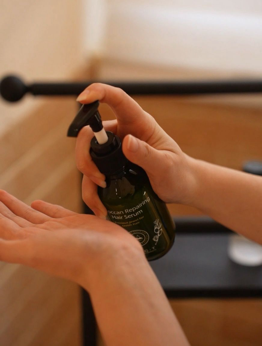 Nourishing hair serum application for dry and damaged hair at premium head spa